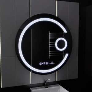 Oglinda LED Rotunda, 70cm, Visio MotionGlow Marcello, Sistem Dezaburire, Ceas & Termometru, Lupa Cosmetica, Dimabila - Img 2