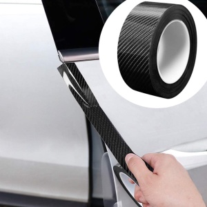 Rola ornament bandouri sau praguri autoadeziv din autocolant Carbon 5D, dimensiune 148 x 4 cm, culoare Neagra - Img 3