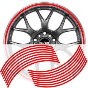 Set 16 inele din autocolant pentru jante culoare Rosu Lucios - Img 1
