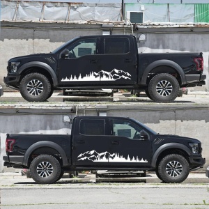 Set 2 stickere autoadezive pentru vehicule Off Road, model "Forest & Mountains", dimensiune 100 x 20 cm, culoare Alba - Img 2