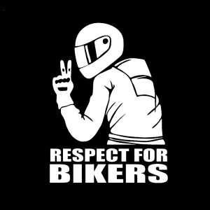 Sticker autoadeziv pentru vehicule Off Road, model "Respect For Bikers", dimensiune 17 x 12 cm, culoare Alba - Img 2