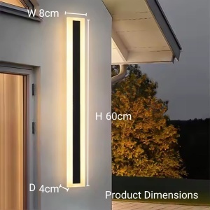 Aplica LED de Exterior Mack, Lungime 60cm, 8W, IP65, Metal, Liniar, Negru - Img 2