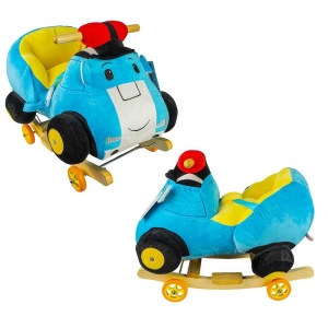 Balansoar pentru bebelusi, Masina politie, lemn + plus, cu rotile, 60x34x46 cm - Img 2