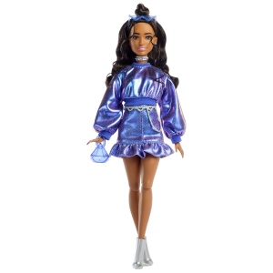 BARBIE DELUXE STYLE PAPUSA BARBIE ROCHIE ALBASTRU METALIZAT - Img 2