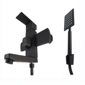 Baterie cada MIXXUS KUB-009 (EURO) BLACK din otel inoxidabil, Monocomanda, Furtun dus 150cm - Img 3