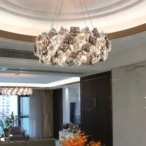 Candelabru Cristal Arian 6x E27 Auriu - Img 1