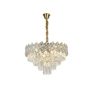 Candelabru Cristal WINDSOR Nobile 5xE14, Diametru 40cm, Auriu Lucios, Inaltime Reglabila - Img 3