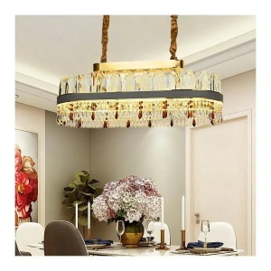 Candelabru LED Pollux cu Telecomanda, 156W, Diametru 80cm, Auriu, Cristal, Dimabila - Img 1
