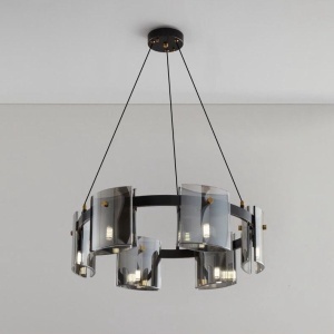 Candelabru Modern, REQUIEM Largo, 6xG9, Diametru 60cm, Negru, Inaltime Reglabila - Img 1