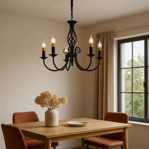Candelabru Perla, 5xE14, Negru, Inaltime Reglabila - Img 3