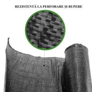 Folie antiburuieni, polipropilena, tesuta, neagra, 100 g/m2, 1.5x10 m - Img 5