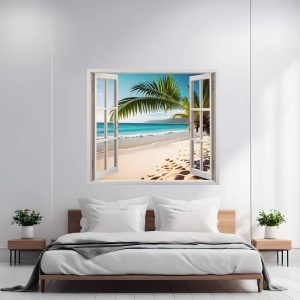 Folie imprimata color pentru decor perete locuinta, dimensiune 125 x 110cm, model: VIEW TO HAVEN 40 - Img 1