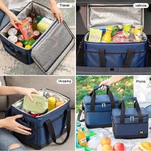 Geanta termoizolanta pentru picnic sau plaja, capacitate 16l, culoare Albastra - Img 6