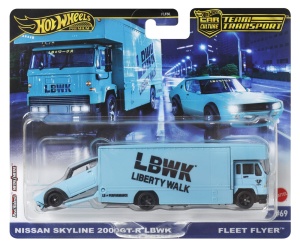 HOT WHEELS TRANSPORTATOR FLEET FLYER CU MASINUTA NISSAN SKYLINE 2000 GT-R LBWK SCARA 1:64 - Img 1