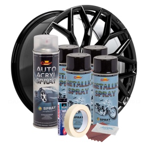 Kit complet reparatie si vopsire jante culoare Negru Metalizat, V4 - Img 2