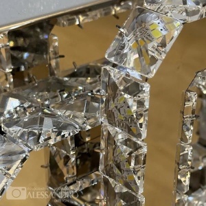 Lustra LED cu cristal JEREMIAH 34W, 2 Patrate, lumina Rece/Calda/Neutra, Dimabila, Crom Lucios - Img 2