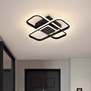 Lustra LED cu telecomanda ANICA 52W, 2 Elemente, lumina Rece/Calda/Neutra, Dimabila, Negru - Img 1
