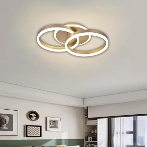Lustra LED cu telecomanda DARIO 55W, 2 Cercuri, lumina Rece/Calda/Neutra, Dimabila, Auriu - Img 1