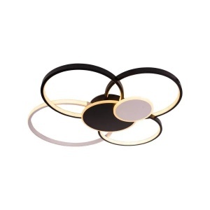 Lustra LED cu telecomanda KILLIAN 74W, 6 Cercuri, lumina Rece/Calda/Neutra, Dimabila, Negru Alb - Img 3
