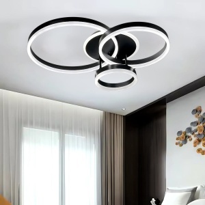 Lustra LED cu telecomanda RIGA LILITH, 94W, 3 Cercuri, lumina Rece/Calda/Neutra, Dimabila, Negru - Img 1