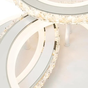 Lustra LED cu telecomanda si cristal NOVA ROTONDA RGB 154W, 3 Cercuri, lumina Rece/Calda/Neutra, Dimabila, Alb - Img 2