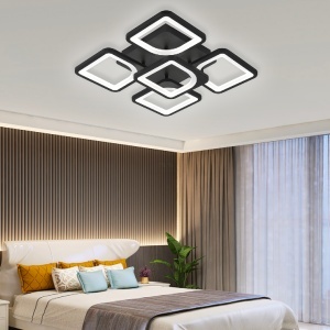 Lustra LED cu telecomanda ZOE 68W, 5 Patrate, lumina Rece/Calda/Neutra, Dimabila, Negru - Img 3