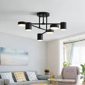 Lustra LED GALIOS 72W, 6 Elemente, lumina Rece/Calda/Neutra, Negru - Img 1