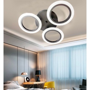 Lustra LED MARA 28W, 3 Cercuri, lumina Rece/Calda/Neutra, Negru - Img 1
