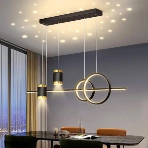 Lustra LED suspendata cu telecomanda PAULINA 74W, lumina Rece/Calda/Neutra, Dimabila, Negru, Inaltime Reglabila - Img 2