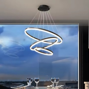 Lustra LED suspendata PAGANO 46W, Lumina Rece/Calda/Neutra, Dimabila, Negru, Inaltime Reglabila - Img 1