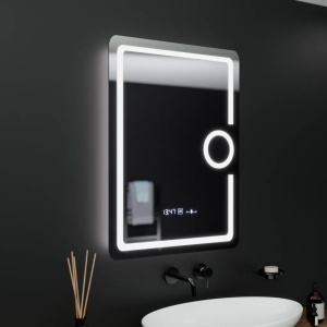Oglinda LED Rectangulara, 60x80cm, Eclat MotionGlow Marcello, Ceas & Termometru, Sistem Dezaburire, Lupa Cosmetica, Dimabila - Img 1