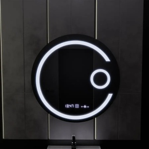 Oglinda LED Rotunda, 60cm, Visio MotionGlow Marcello, Sistem Dezaburire, Ceas & Termometru, Lupa Cosmetica, Dimabila - Img 1