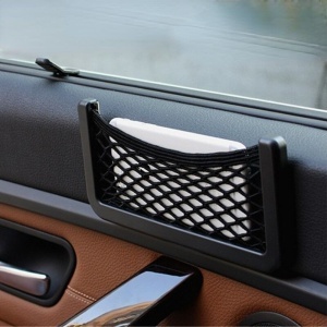 Organizator de tip buzunar din plasa elastica cu rama plastic, dimensiune 19,5 x 7,8 cm, culoare neagra - Img 3