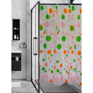 Perdea dus Hypo 4101, model buline, alb + portocaliu + verde, 180 x 180 cm - Img 1