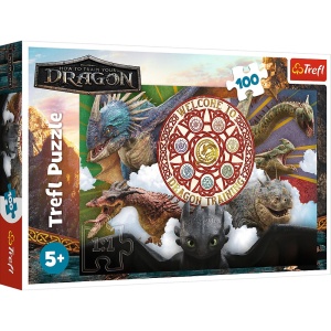 PUZZLE TREFL 100 CUM SA ITI DRESEZI DRAGONUL DRAGONI IN ACTIUNE - Img 1