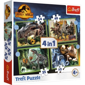 PUZZLE TREFL JURASSIC WORLD 4IN1 IN LUMEA DINOZAURILOR - Img 1
