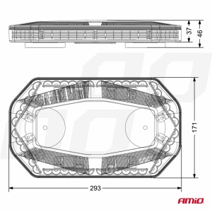 Rampa luminoasa girofar, culoare Orange, alimentare 12/24V, 48 LED-uri, protectie IP56, montaj cu magnet - Img 6