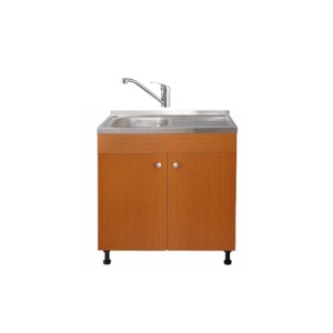 Set Masca Chiuveta Cires 80 cm X 50 cm X 80 cm, chiuveta inox cuva stanga, baterie tija lunga si sifon scurgere - Img 1