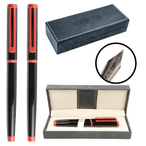 Set pix + stilou negru/rosu, etui negru - NEBO - Img 1