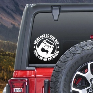 Sticker autoadeziv pentru vehicule Off Road, model "You Can Go Fast", dimensiune 30 x 30 cm, culoare Alba - Img 1