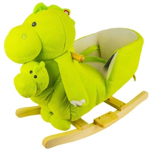 Balansoar pentru bebelusi, Dinozaur, lemn + plus, 60x34x45 cm - Img 1