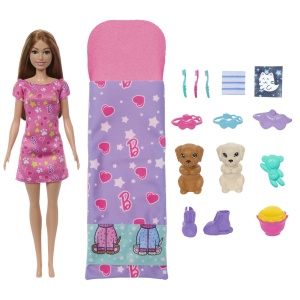 BARBIE PAPUSA BARBIE FAMILY SET PETRECERE CU 2 CATELUSI COLOR CHANGE - Img 2