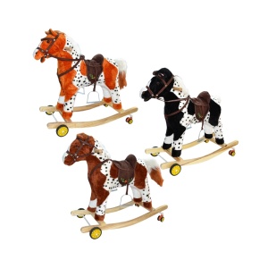 Calut balansoar, lemn + plus, cu rotile, 74 cm - Img 1