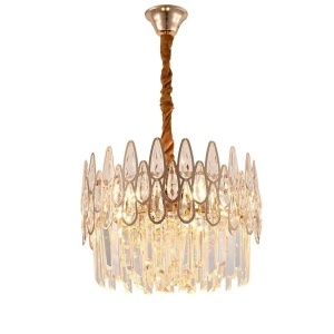 Candelabru Cristal ALHAMBRA Nobile 5x E14, Diametru 40cm, Auriu Lucios, Inaltime Reglabila - Img 2