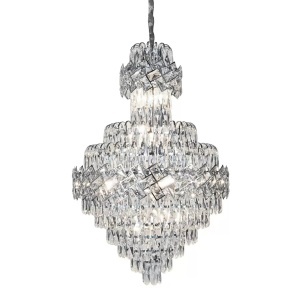 Candelabru Cristal WINDSOR Grande Supremo 14xE14, Diametru 60X90cm, Crom Lucios, Inaltime Reglabila - Img 1