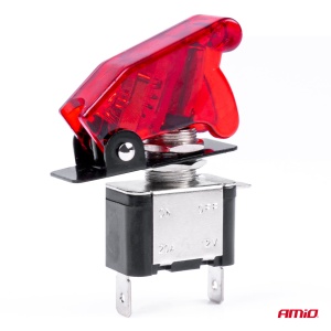 Comutator iluminat (intrerupator) cu protectie, destinatie auto, moto, ATV, SSV, Off-Road, model "TOP GUN", tensiune 12V - 24V, culoare Rosie - Img 2