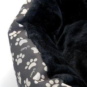 Culcus moale cu perna, pentru caine/pisica, culoare negru, impermeabil, baza antiderapanta, 50 cm - Img 4