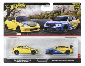 HOT WHEELS PREMIUM SET 2 MASINUTE METALICE HONDA CIVIC 99 TIP R EK9 SI HONDA CIVIC TIP R SCARA 1:64 - Img 1