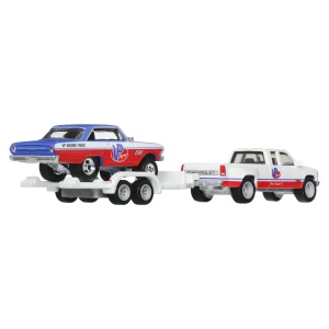 HOT WHEELS TRANSPORTATOR CHEVY SILVERADO 3500 88 CU MASINUTA CHEVY NOVA 63 SCARA 1:64 - Img 3