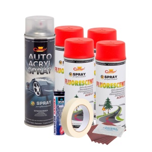 Kit complet reparatie si vopsire jante culoare Rosu Fluorescent, V4 - Img 1